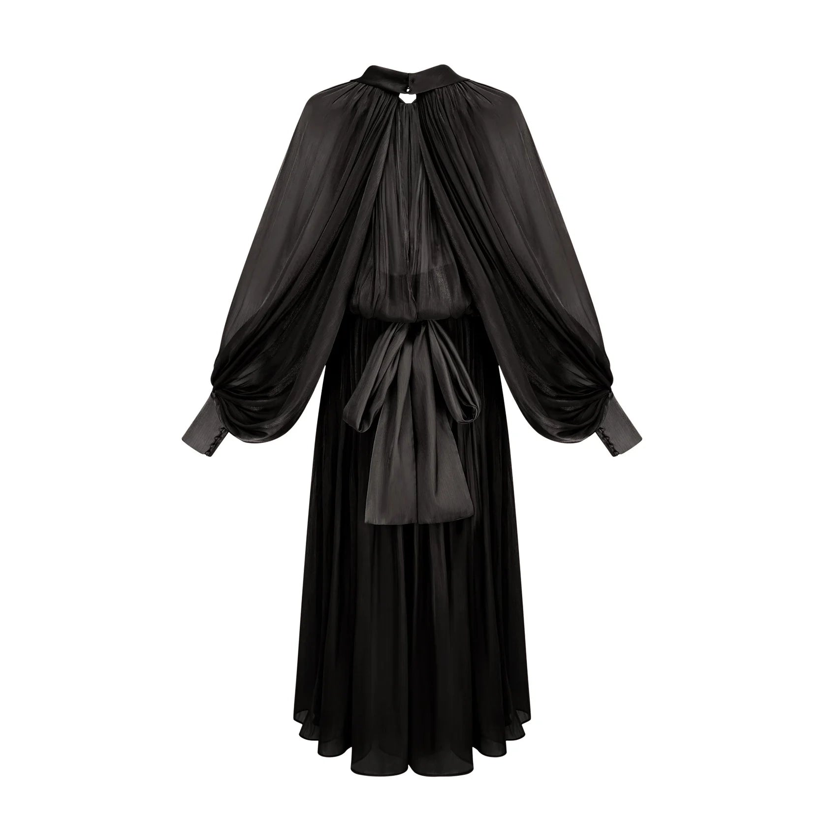 Black Long Sleeve Draped Maxi Dress Mila pleated satin maxi dress in Black  Evening Dress