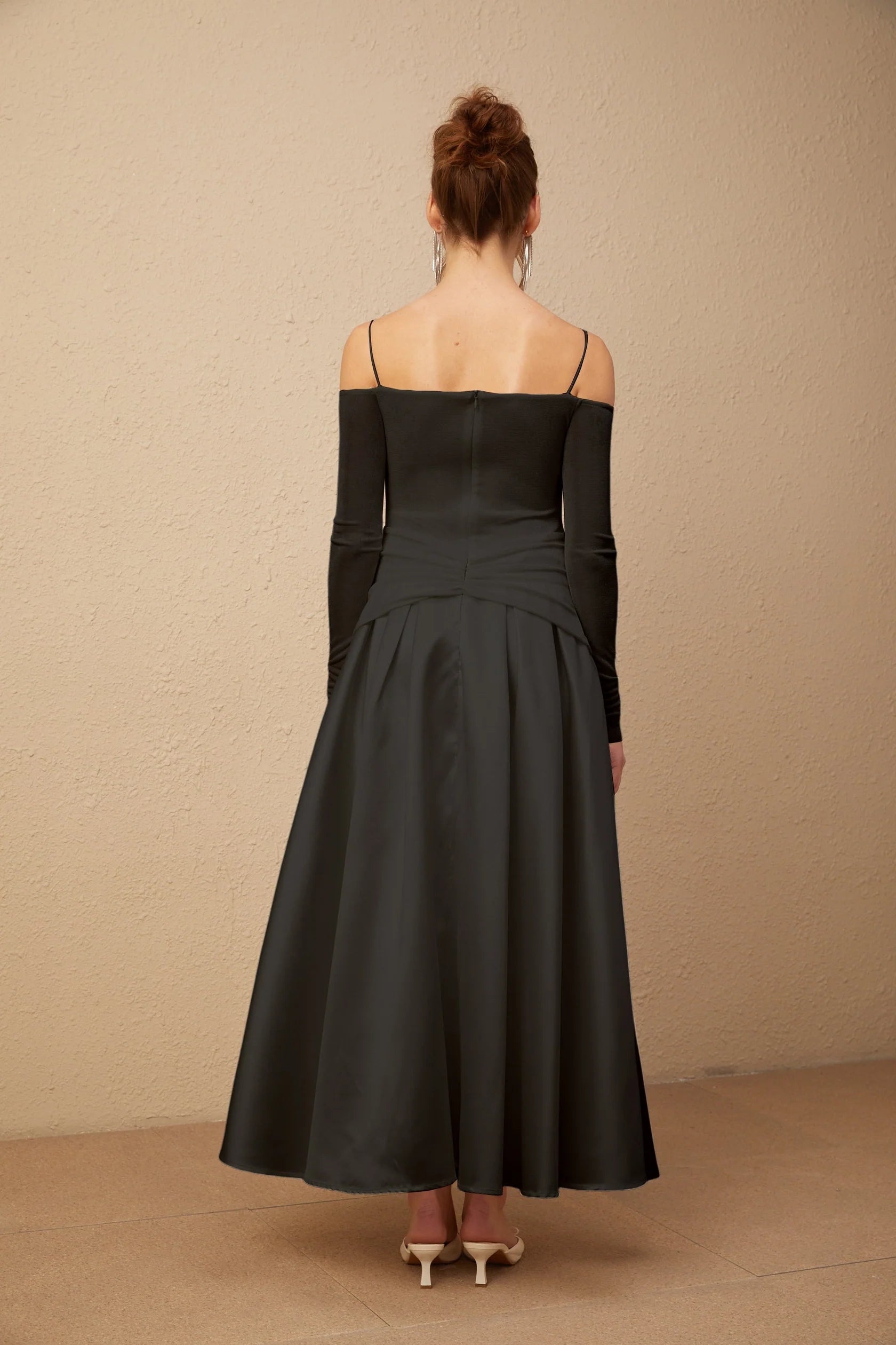 Black Off - Shoulder Maxi Dress with Gold Embellishments Nadine off-shoulder panelled maxi dress in Black Evening Dress