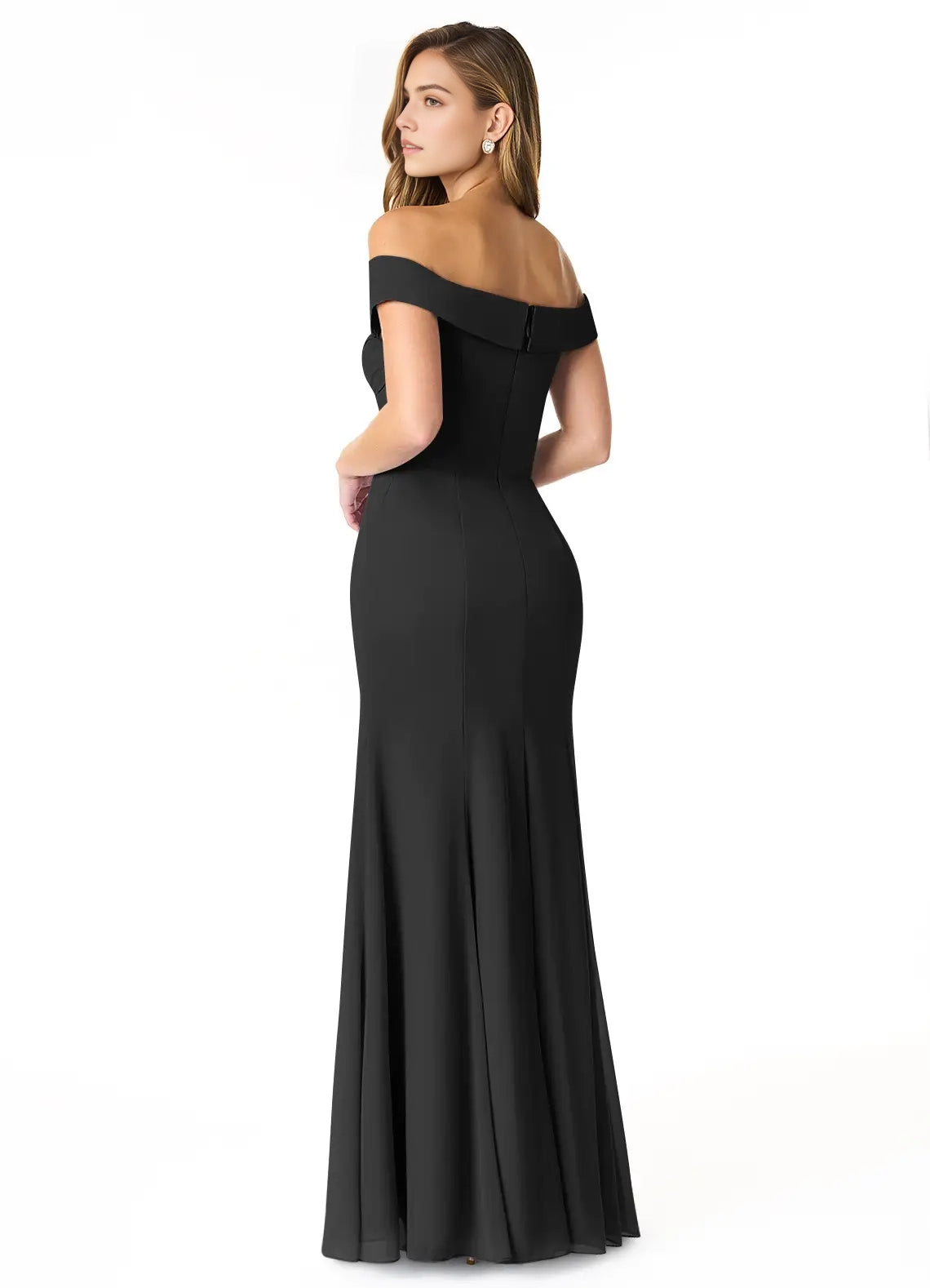 Black Off-Shoulder Mermaid Maxi Dress  Empire Off-The-Shoulder Pleated Chiffon Convertible Dress Bridesmaid Dresses