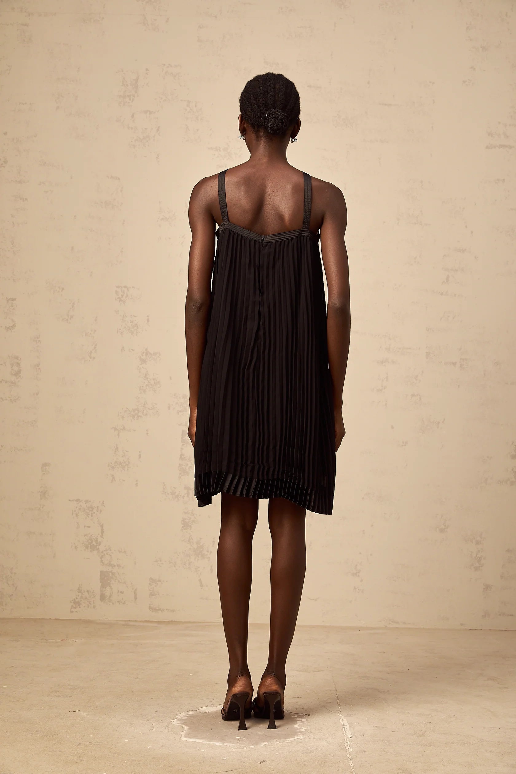 Black Pleated Halter Neck Mini Dress with Bow Detail Zelda black bowknot pleated mini dress Evening Dress