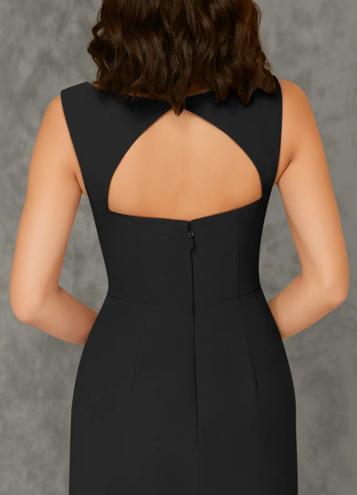 Black Square Neck Maxi Dress with Cutout Back Sheath Square Neckline Chiffon Dress Bridesmaid Dresses