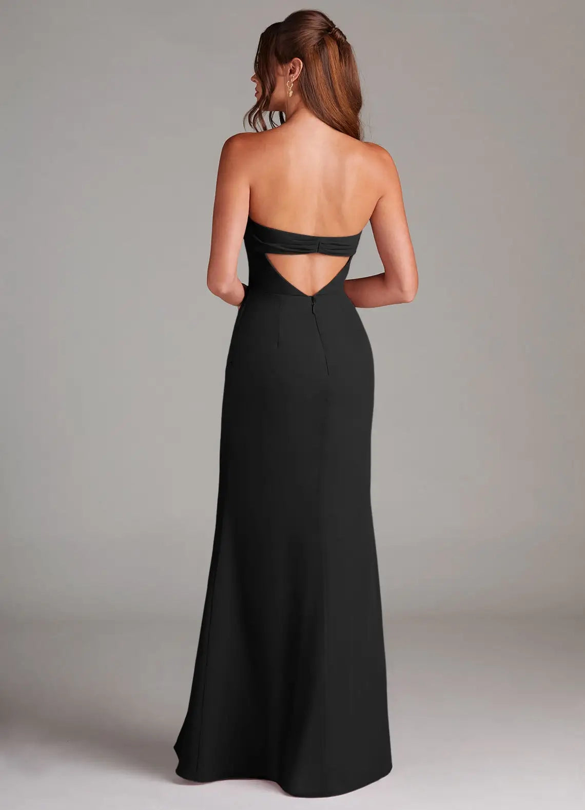 Black Strapless Maxi Dress with Back Cutout and Side Slit Black Sheath Strapless Chiffon Convertible Dress Bridesmaid Dresses
