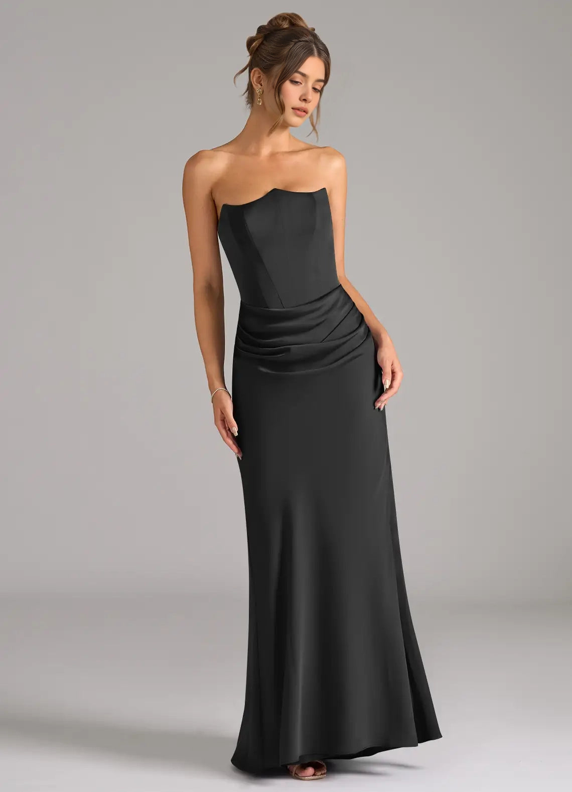 Rust Satin One-Shoulder Maxi Dress A-Line One Shoulder Metallic Satin Dress Bridesmaid Dresses