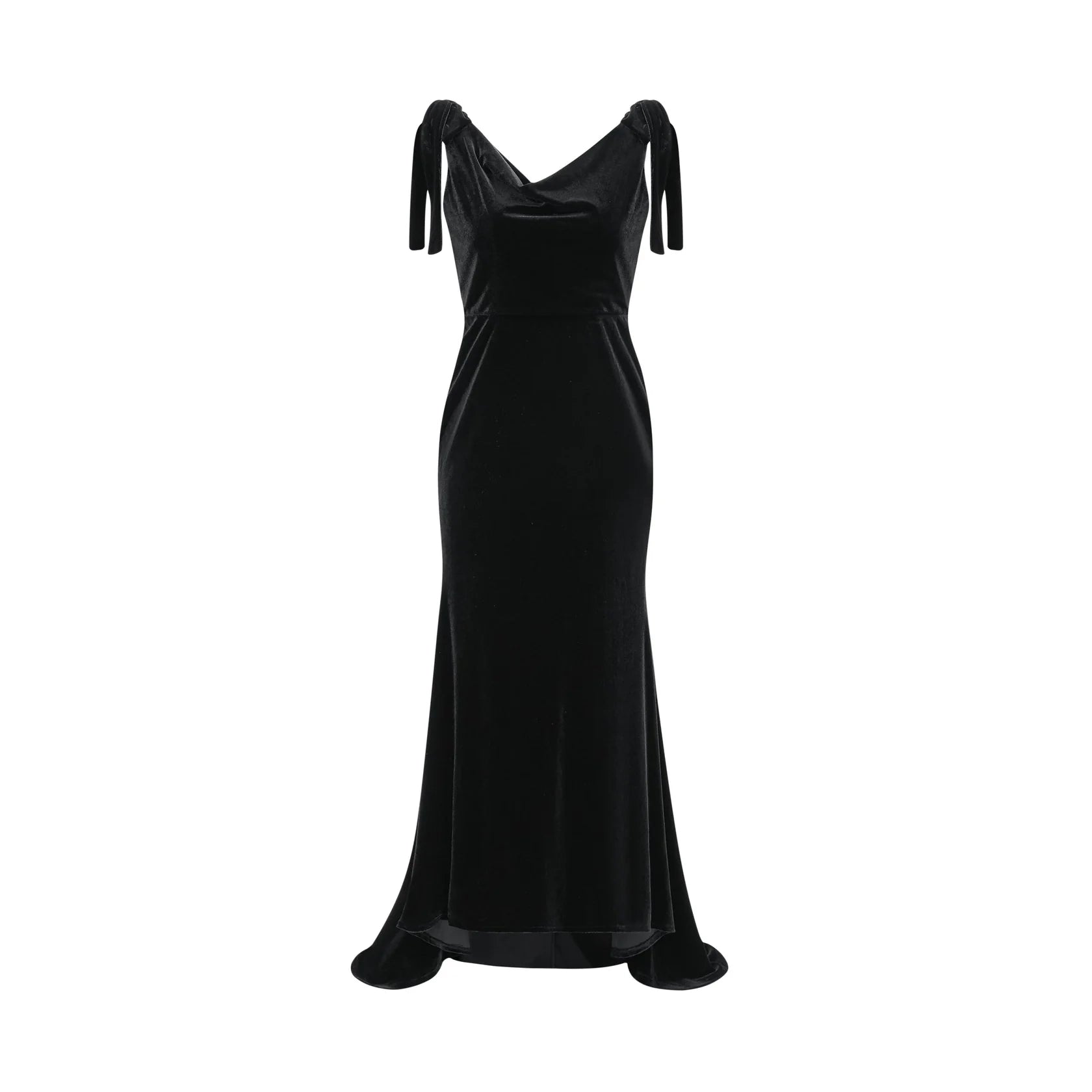 Black Velvet Maxi Dress with Pearl Back Detail Audrey embellished velvet open-back maxi dress Evening Dress