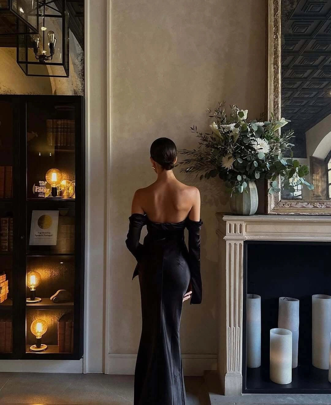 Black Long Sleeves Prom Dresses Strapless Mermaid Formal Evening Outfit simple gentle atmospheric and unique desi Bring summer colors to enhance whiteness