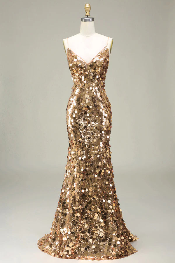 Black Mermaid SpaSparkly Golden Mermaid Sequin Prom Dress With Slit Simple gentle atmospheric and unique desig