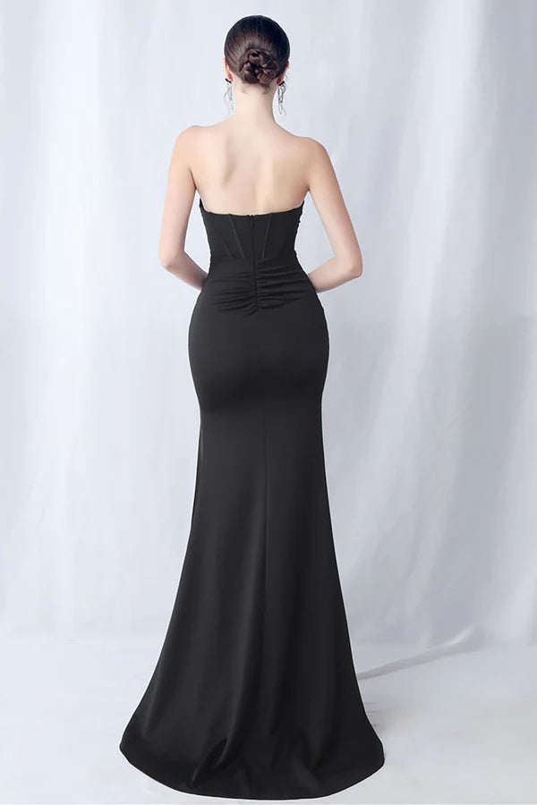 Black Mermaid Sweetheart Long Formal Dress with Slit simple gentle atmospheric and unique desi