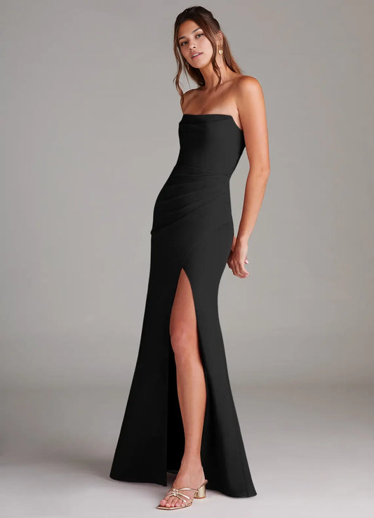 Black Sheath Strapless Chiffon Convertible Dress simple gentle atmospheric and unique desi Bring summer colors to enhance white ﻿