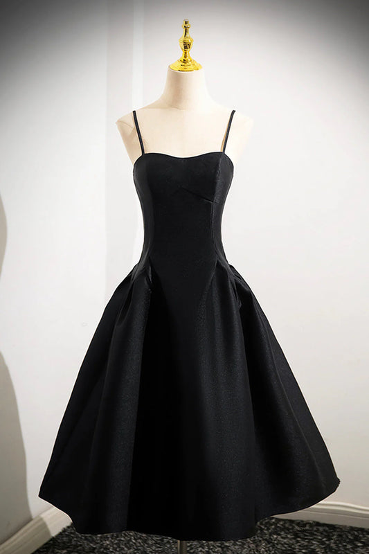 Black Spaghetti Strap Satin Short Prom Dress Simple A-Line Homecoming Party Dress simple gentle atmospheric and unique desi Bring summer colors to enhance white