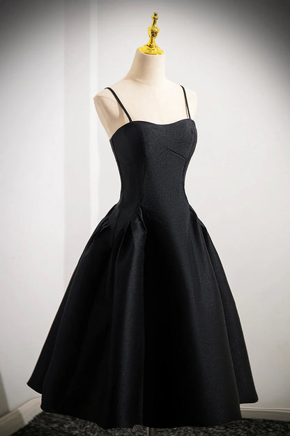 Black Spaghetti Strap Satin Short Prom Dress Simple A-Line Homecoming Party Dress simple gentle atmospheric and unique desi Bring summer colors to enhance white