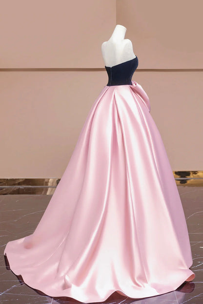 Black Velvet  Satin Long with Bow Beautiful A-Line Strapless Formal Party DressBridesmaid Dresses Burgundy Velvet Long Prom Dress Off the Shoulder Evening Party Dress