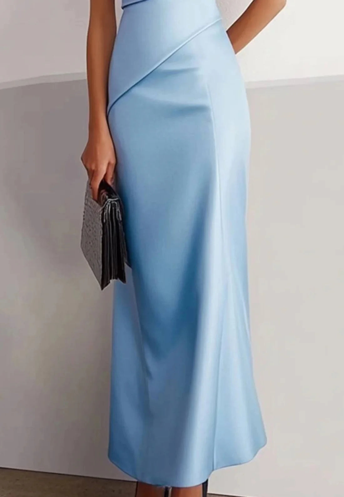 Blue Formal Party Dress Off Shoulder Evening Satin Evening Gown simple gentle atmospheric and unique desi Bring summer colors to enhance whiteness