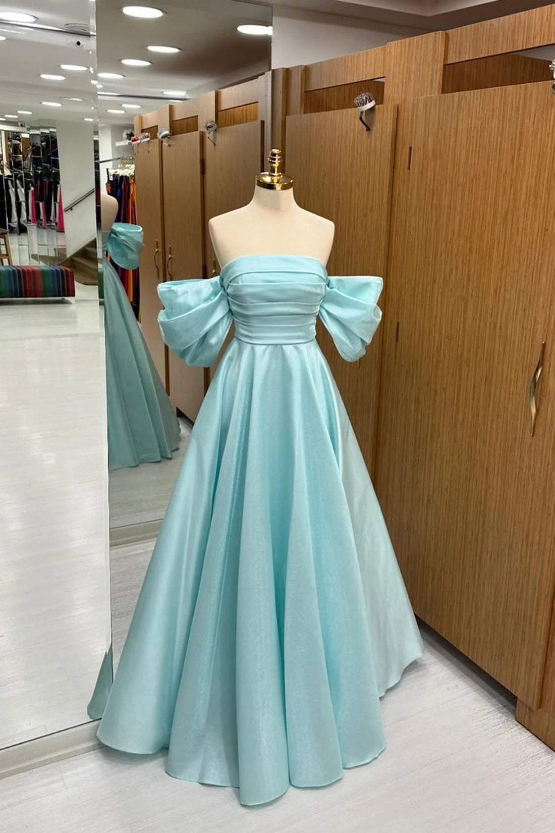 Blue Tulle Floor Length Prom Dress Beautiful A-Line Formal Evening Dress simple gentle atmospheric and unique desi Bring summer colors to enhance white