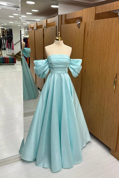 Blue Tulle Floor Length Prom Dress Beautiful A-Line Formal Evening Dress simple gentle atmospheric and unique desi Bring summer colors to enhance white