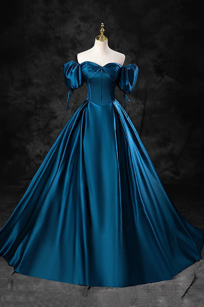 Blue Tulle Long Spaghetti Strap Prom Dress and Corset Detachable off Shoulder Party Dress simple gentle atmospheric and unique desi Bring summer colors to enhance white