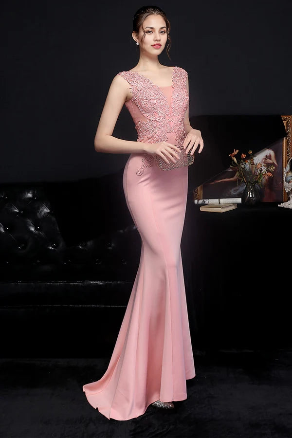 Blush Mermaid Prom Dress simple gentle atmospheric and unique desi