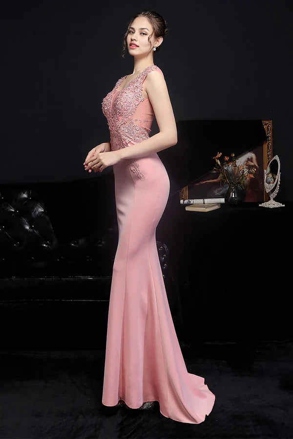 Blush Mermaid Prom Dress simple gentle atmospheric and unique desi