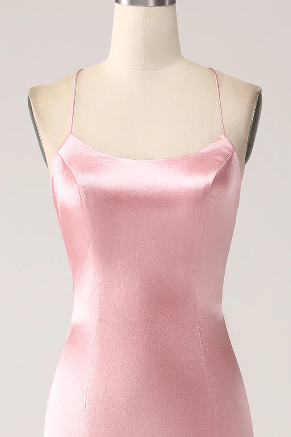 Blush Mermaid Spaghetti Straps Long Prom Dress simple gentle atmospheric and unique desi