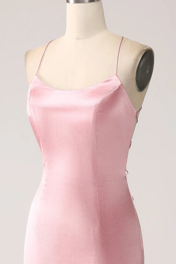 Blush Mermaid Spaghetti Straps Long Prom Dress simple gentle atmospheric and unique desi