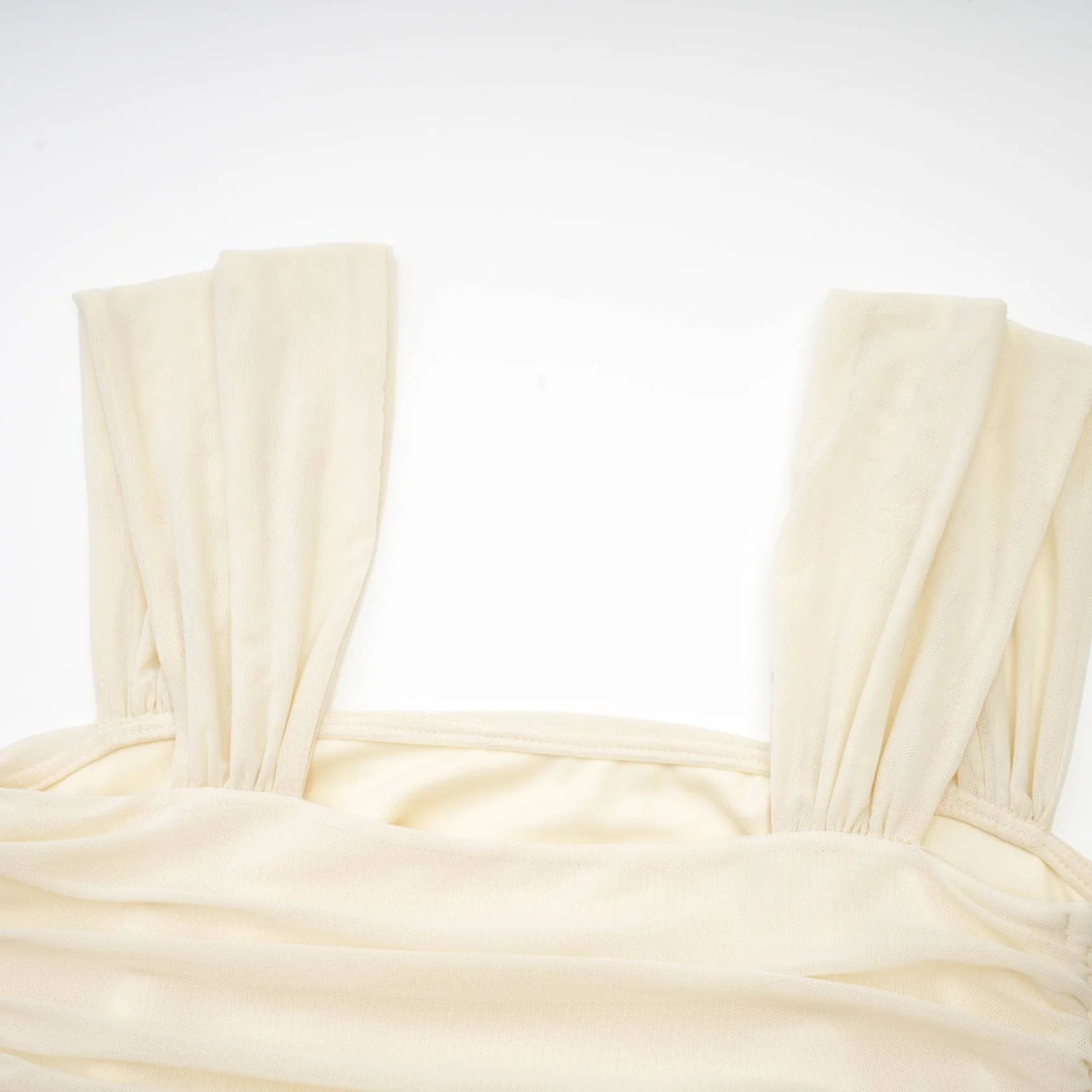 Ivory Ruched Square Neck Midi Dress Giulia off-white mesh pleated midi dress Evening Dress