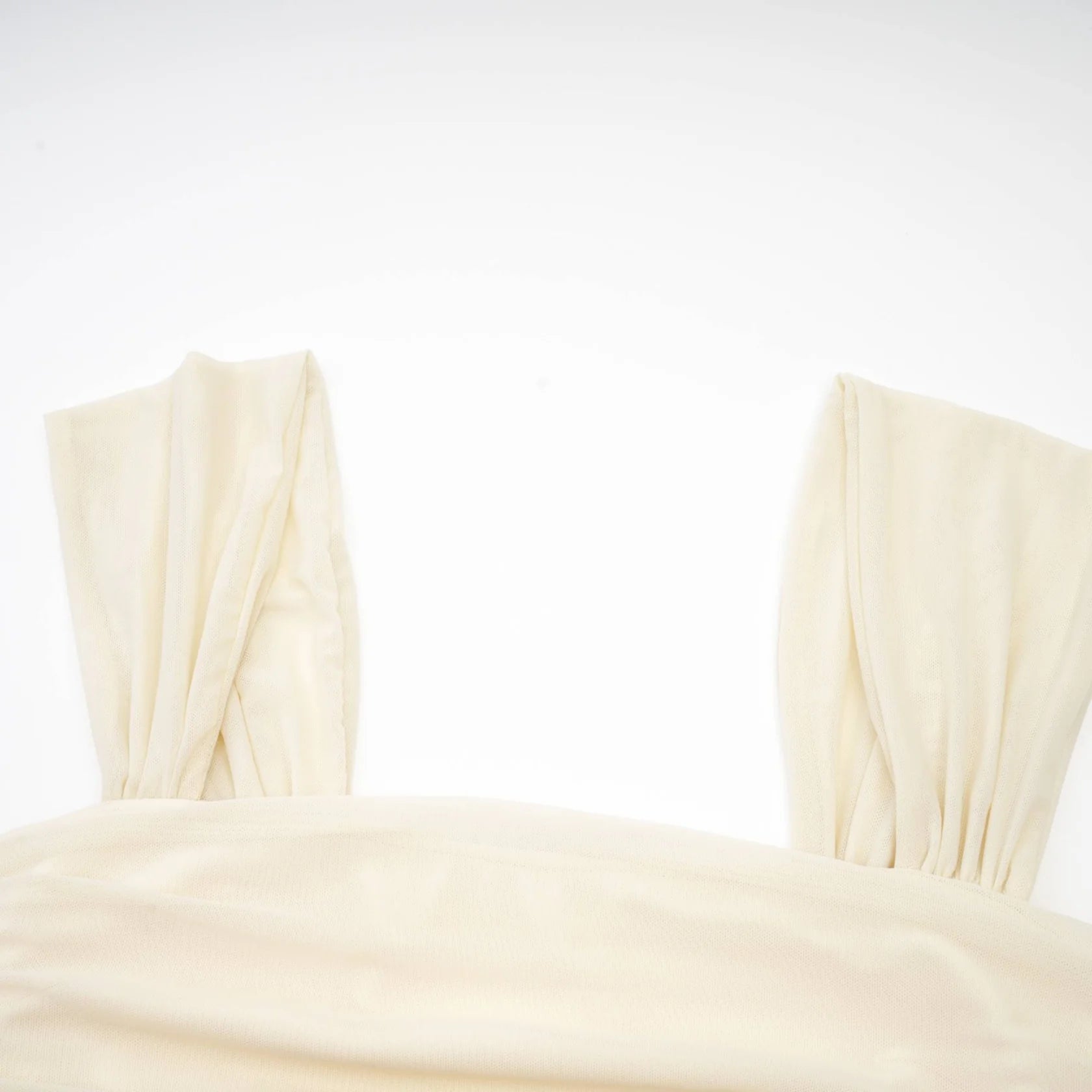 Ivory Ruched Square Neck Midi Dress Giulia off-white mesh pleated midi dress Evening Dress