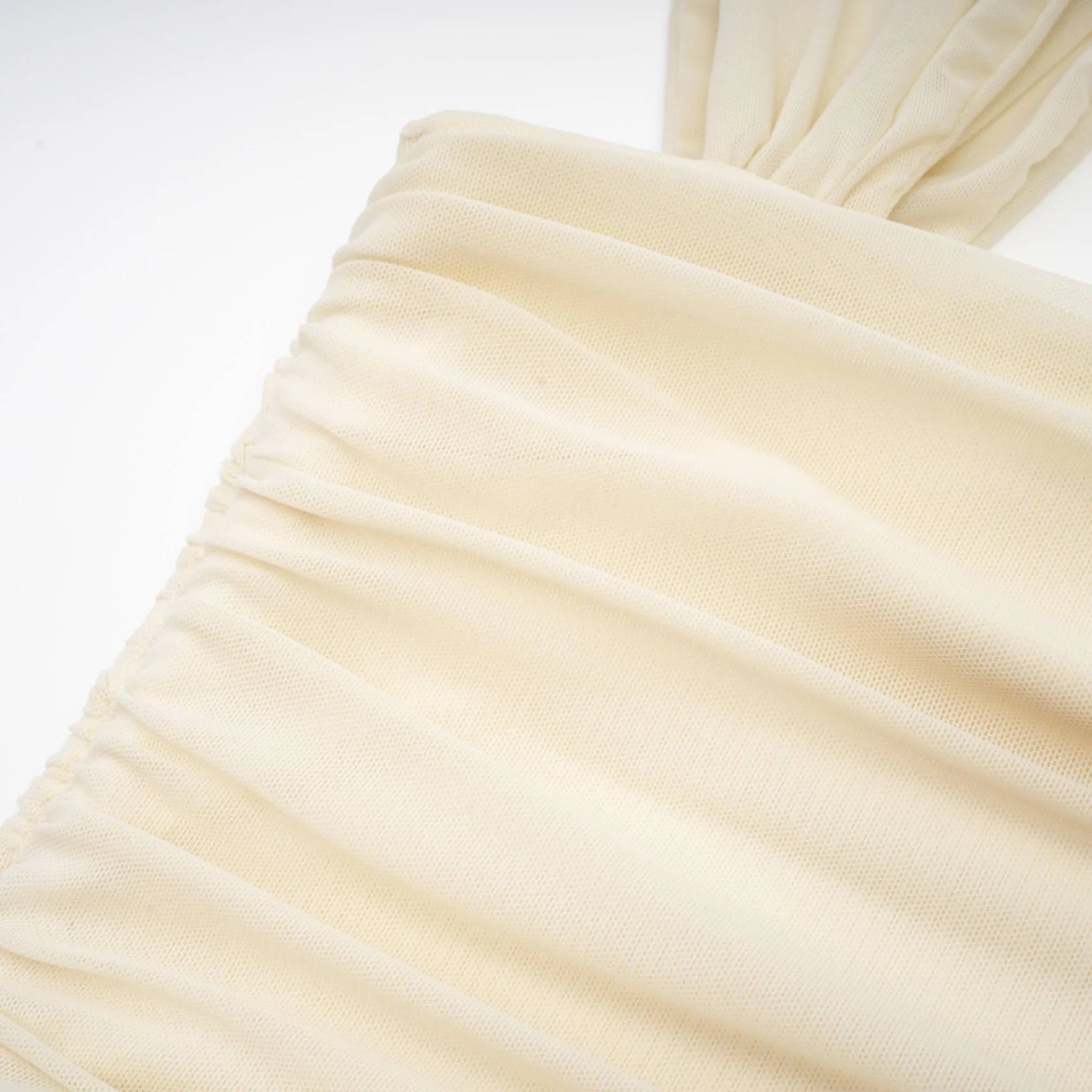 Ivory Ruched Square Neck Midi Dress Giulia off-white mesh pleated midi dress Evening Dress