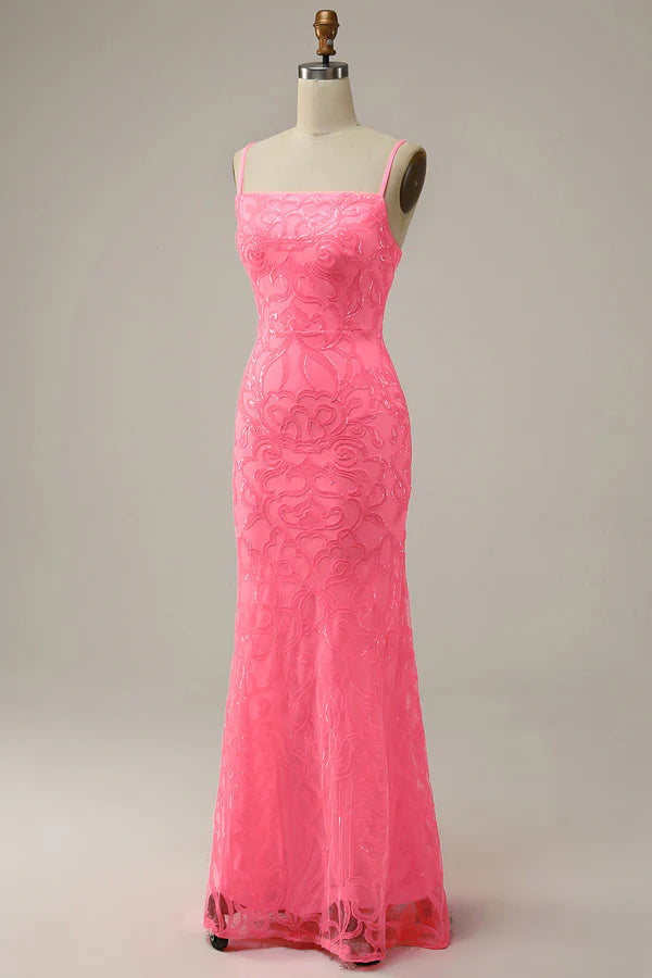 Blush Sheath Glitter Prom Dress with Sequins Simple gentle atmospheric and unique design
