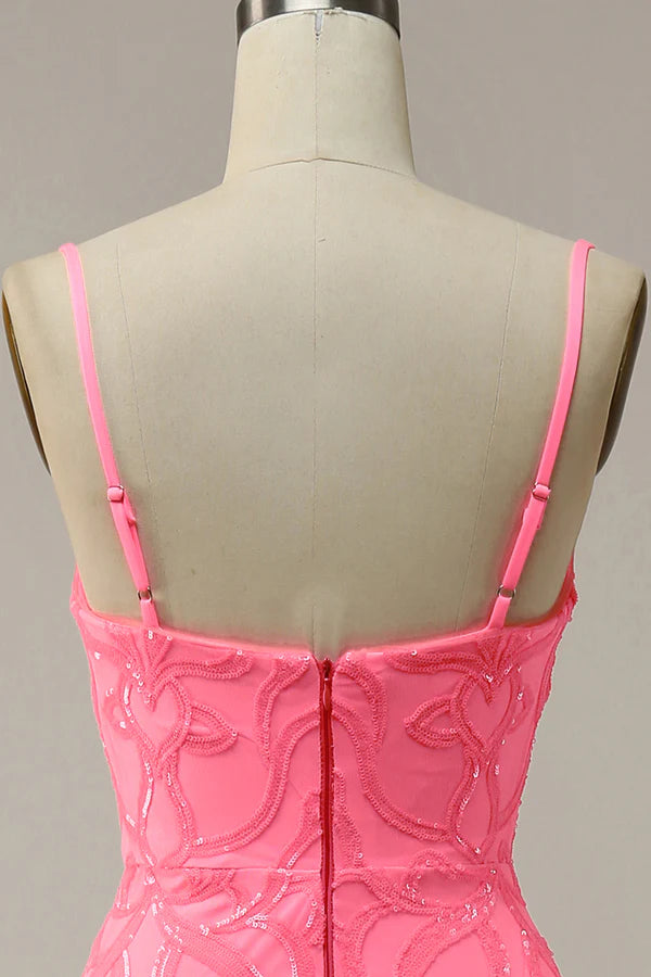 Blush Sheath Glitter Prom Dress with Sequins Simple gentle atmospheric and unique design