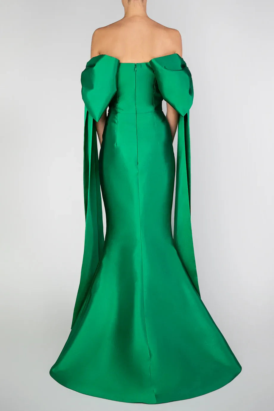 Bow Draped Mermaid Off the Shoulder Sleeveless Zipper Back Train Floor Length Hot Sale Evening Dress