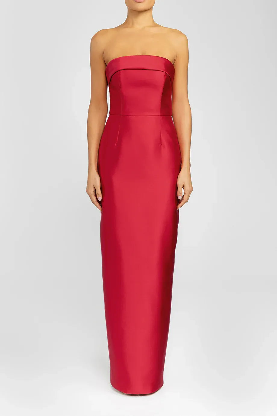 Bow Trimmed Sheath Strapless Sleeveless Zipper Back Floor Length For Women Evening Dress