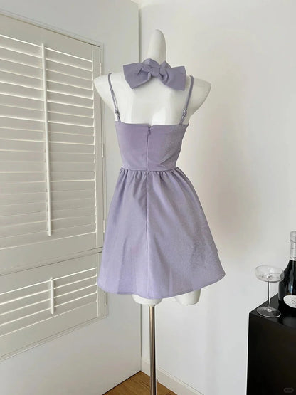 Bow Homecoming Dress Short Satin Prom Dress  simple gentle atmospheric and unique desi Bring summer colors to enhance whiteness