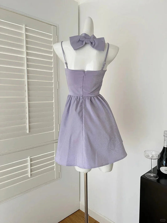 Bow Homecoming Dress Short Satin Prom Dress  simple gentle atmospheric and unique desi Bring summer colors to enhance whiteness