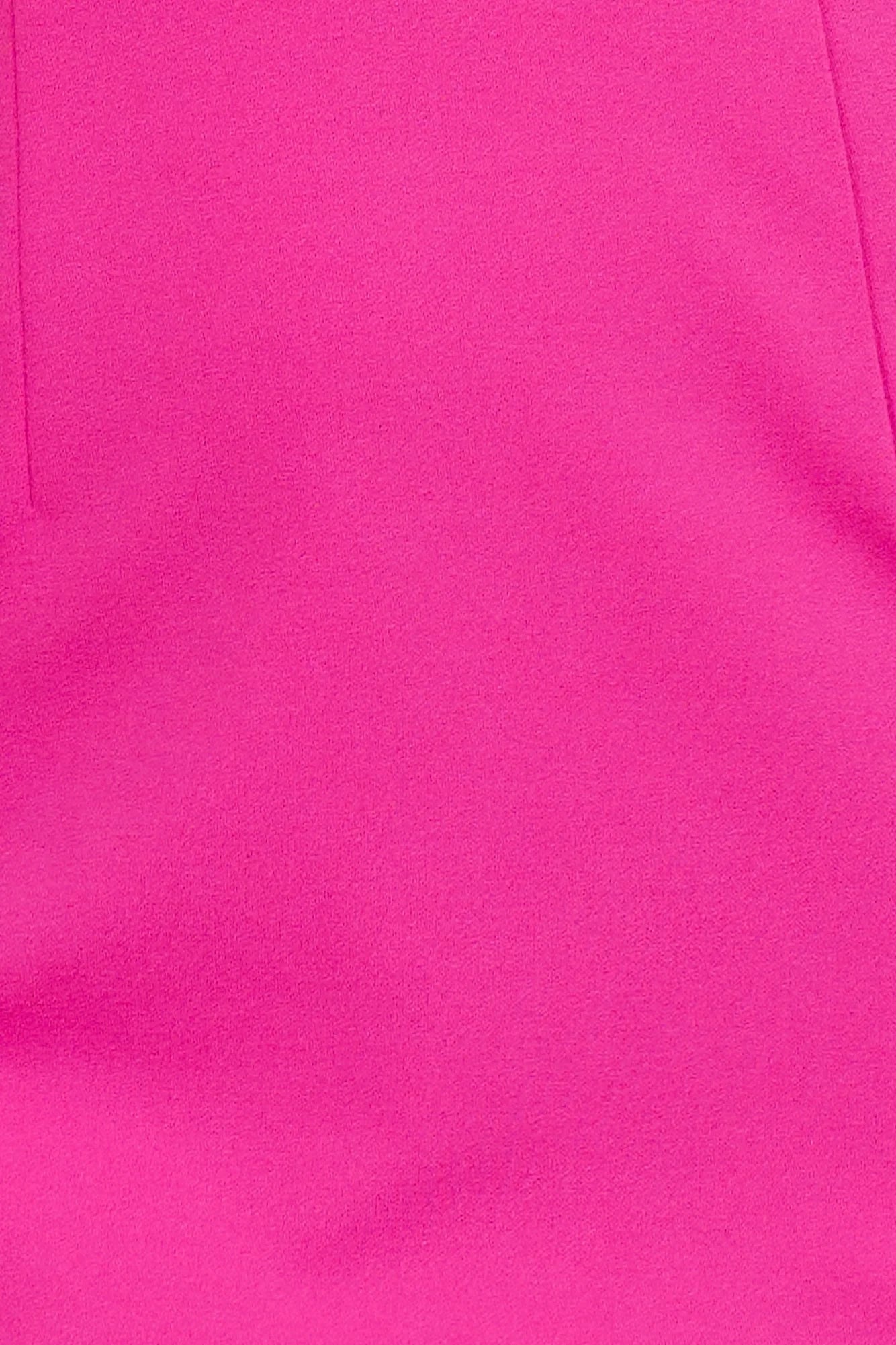 Bright pink short dress with a deep V-neckline design and ruffle accents on the shoulders suitable for parties dates etc
