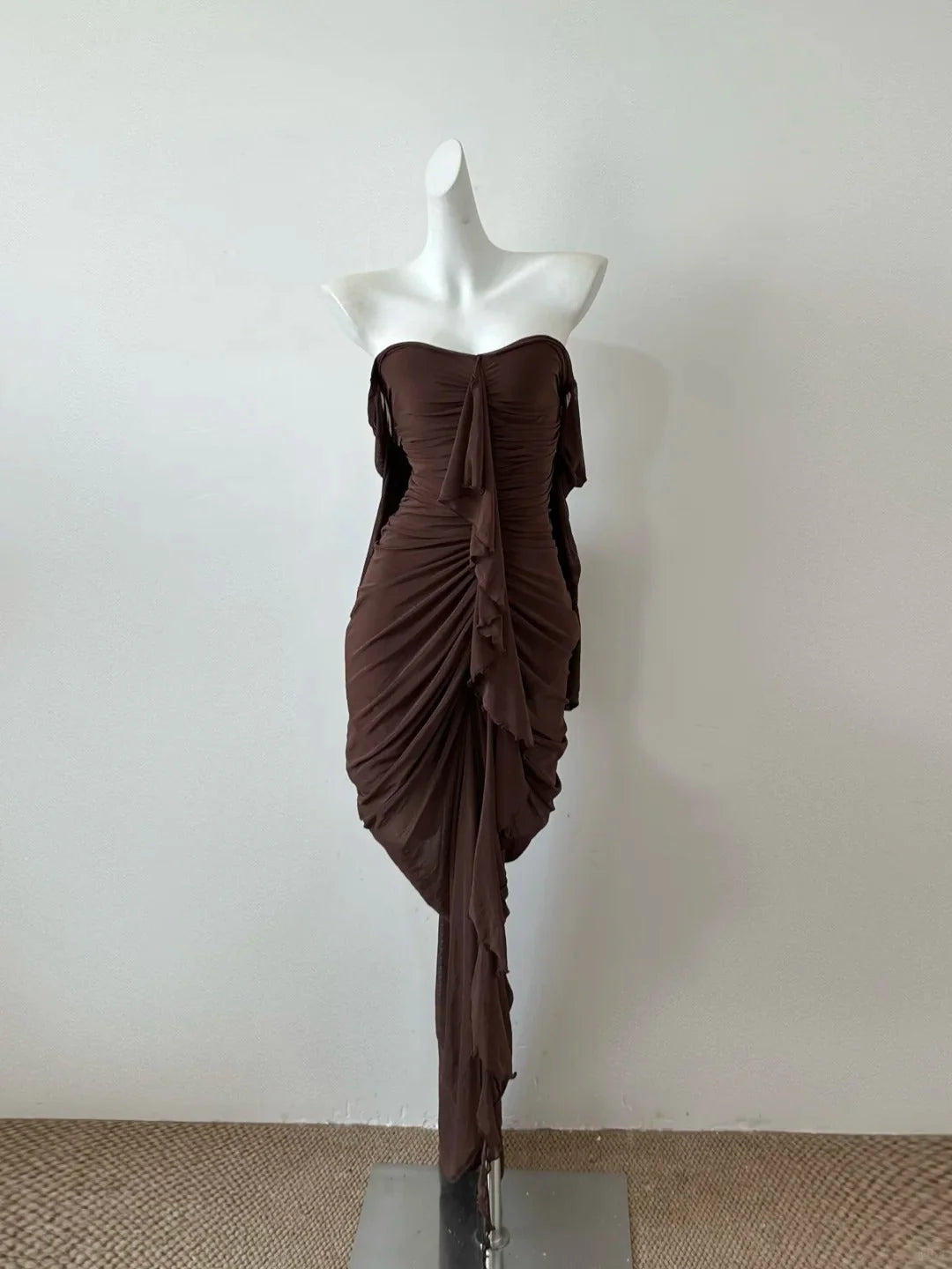 Brown Homecoming Dress Short Chiffon simple gentle atmospheric and unique desi Bring summer colors to enhance whiteness
