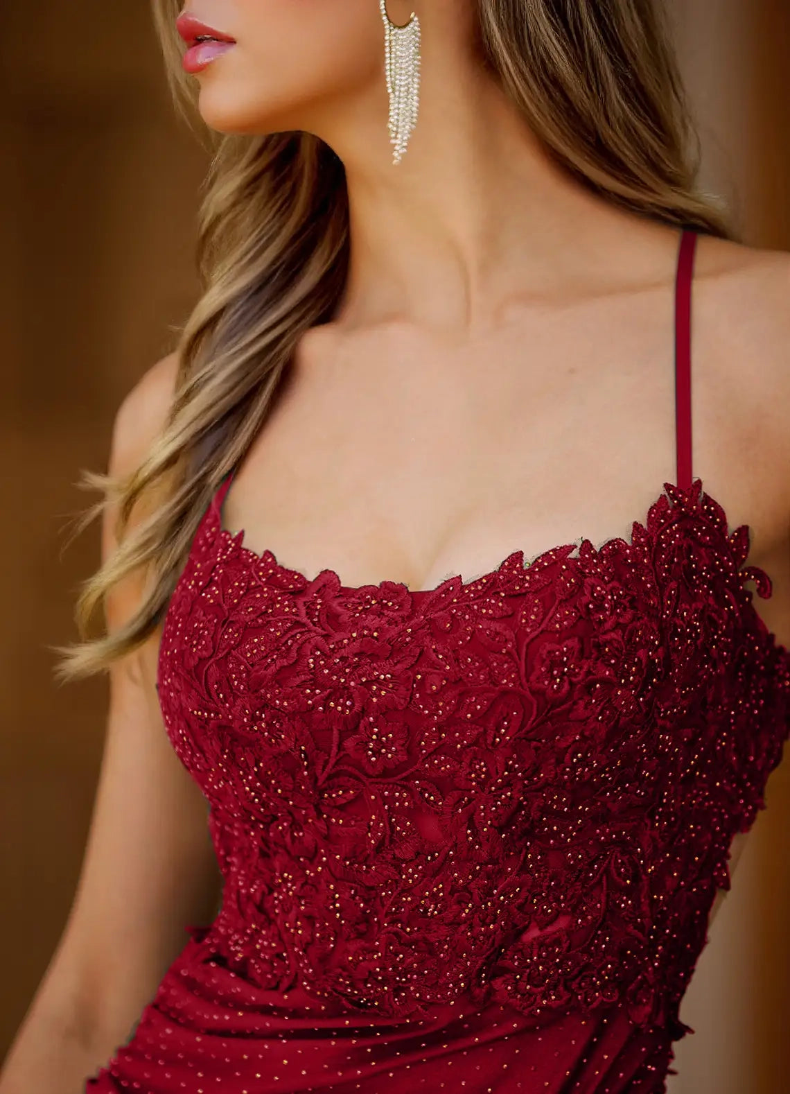 Burgundy Lace Mini Dress with Criss - Cross Back Splendore Red Mini Dress Homecoming Dresses