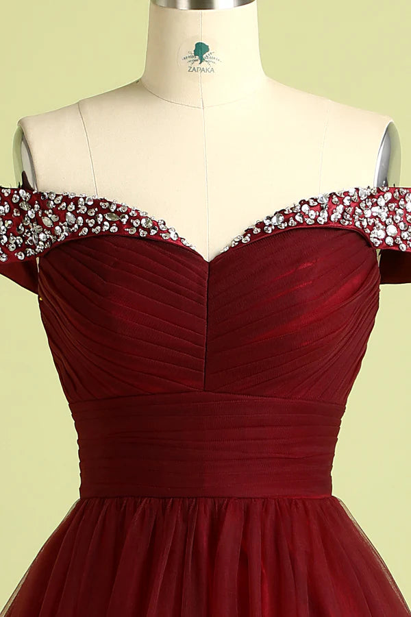 Burgundy Ball Gown Simple gentle atmospheric and unique design