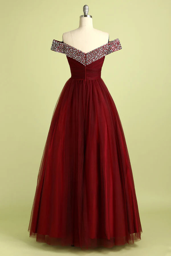 Burgundy Ball Gown Simple gentle atmospheric and unique design