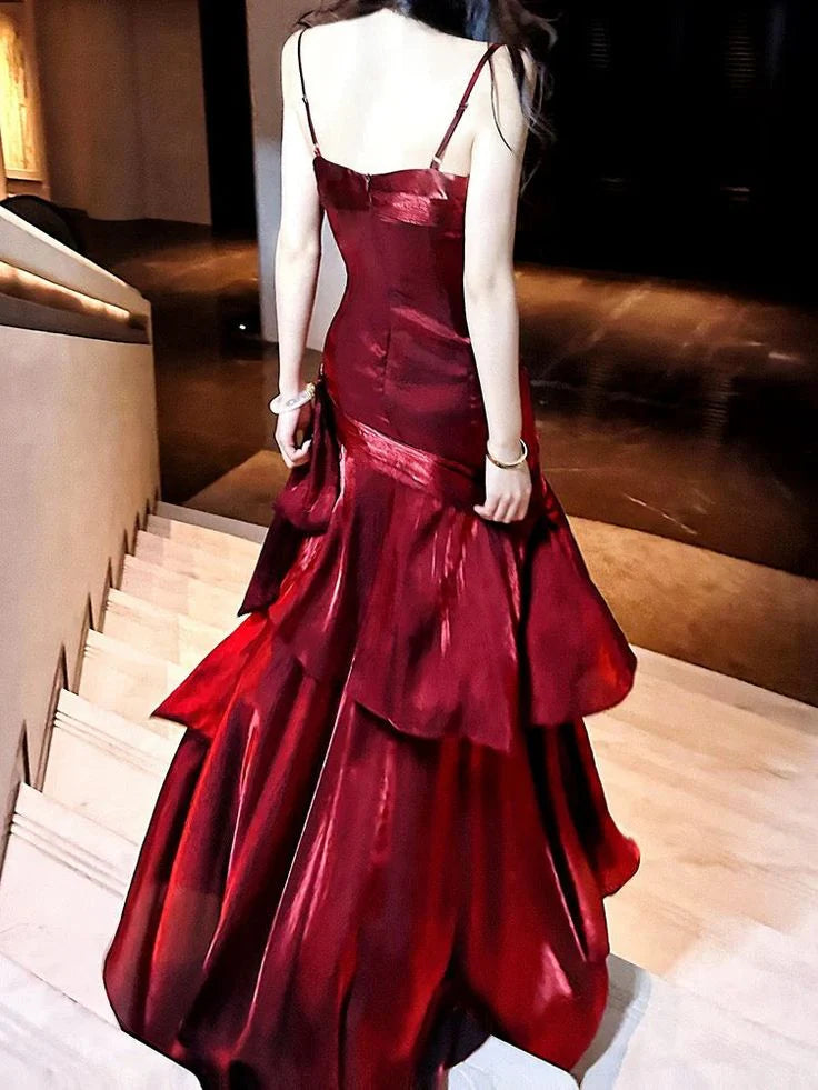 Burgundy Fashion Long Prom Dresses Formal Graduation Dress simple gentle atmospheric and unique desi Bring summer colors to enhance whiteness