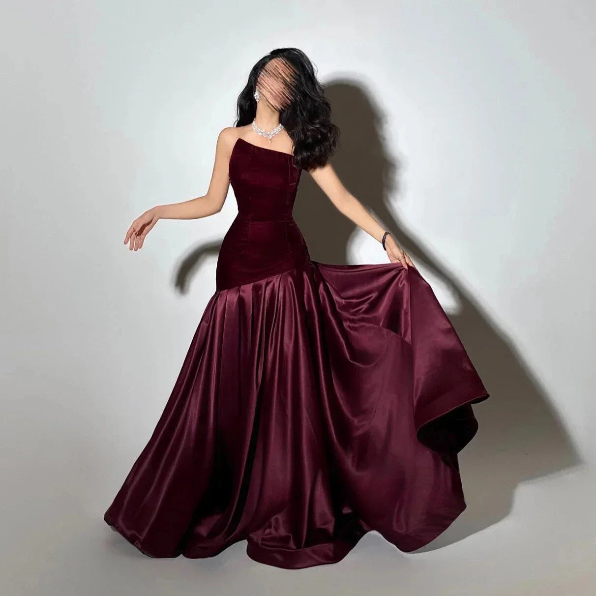 Burgundy Prom Dresses Mermaid Purple Graduation Gown Long simple gentle atmospheric and unique desi Bring summer colors to enhance whiteness