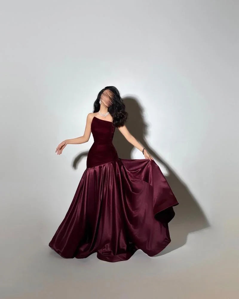 Burgundy Prom Dresses Mermaid Purple Graduation Gown Long simple gentle atmospheric and unique desi Bring summer colors to enhance whiteness