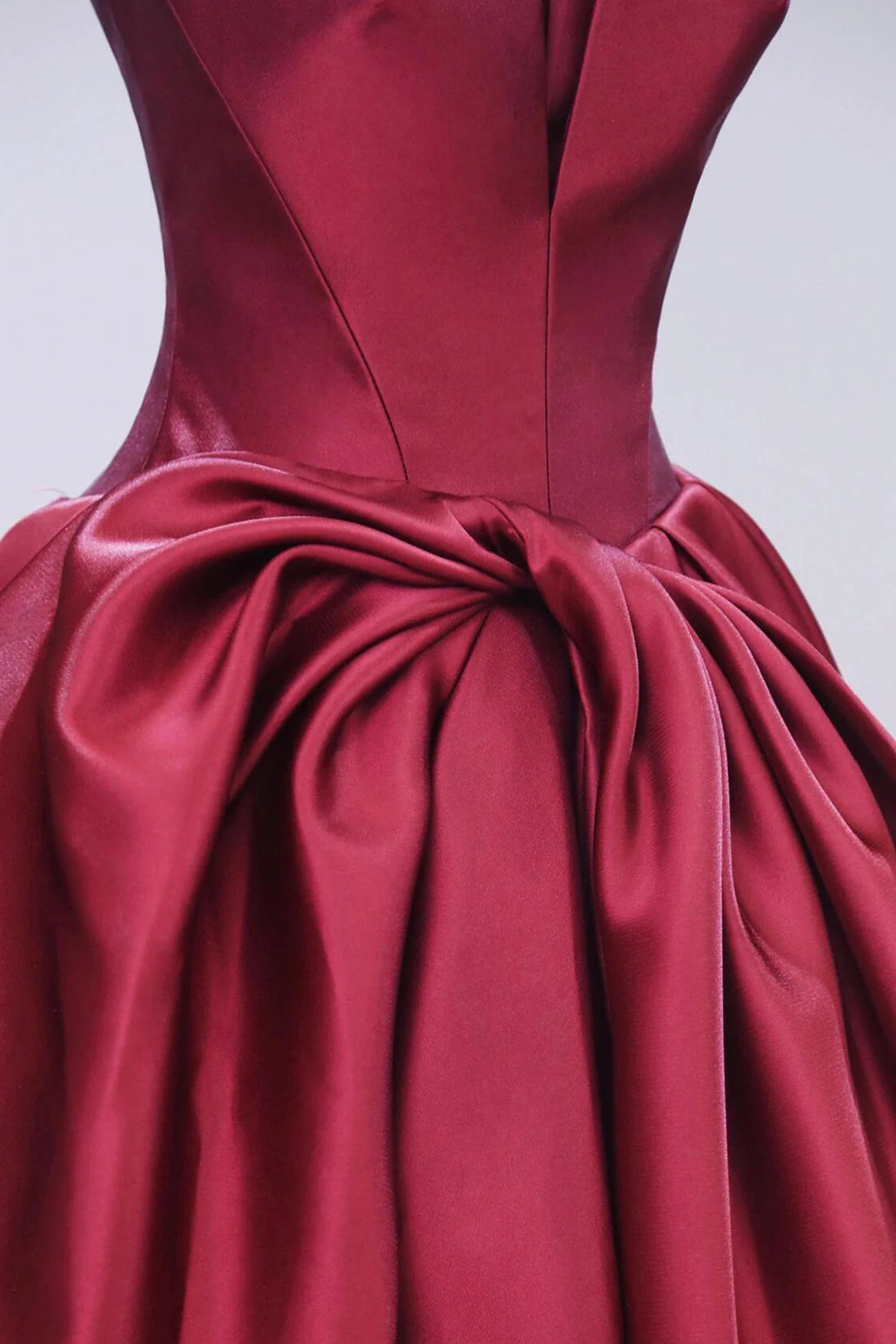 Burgundy Satin Floor Length Prom Dress Beautiful A-Line Evening Party Dress simple gentle atmospheric and unique desi Bring summer