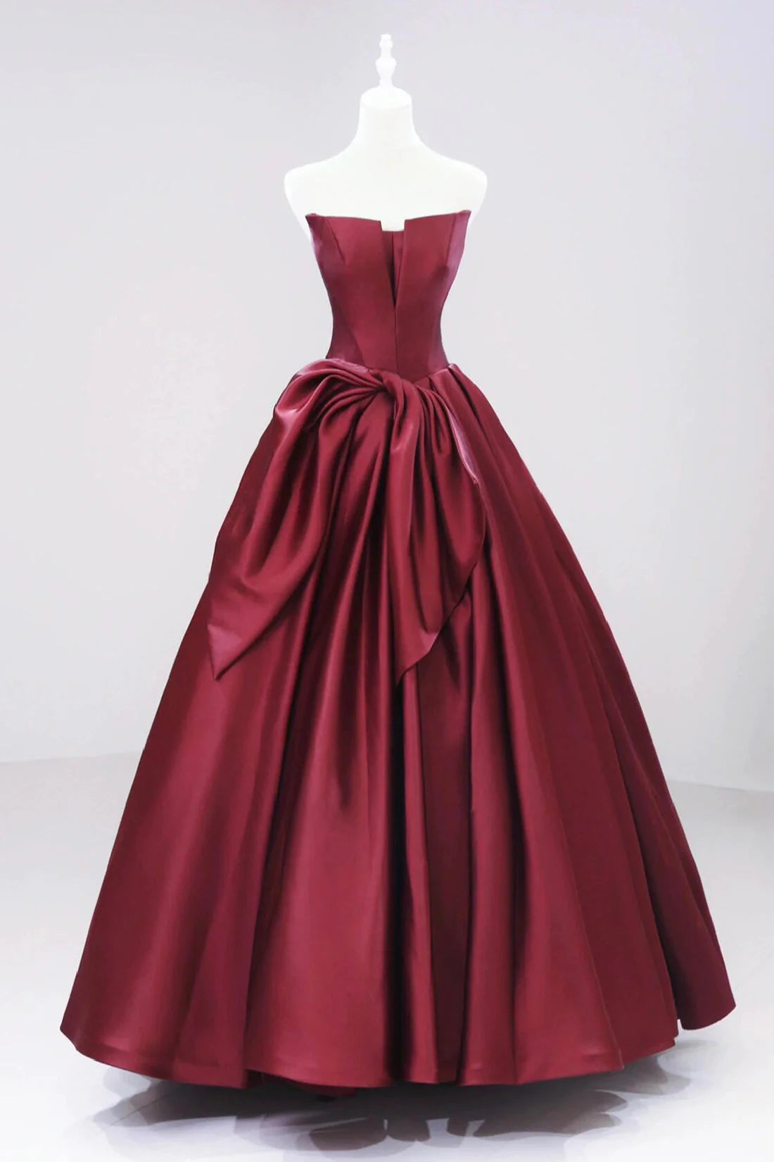 Burgundy Satin Floor Length Prom Dress Beautiful A-Line Evening Party Dress simple gentle atmospheric and unique desi Bring summer