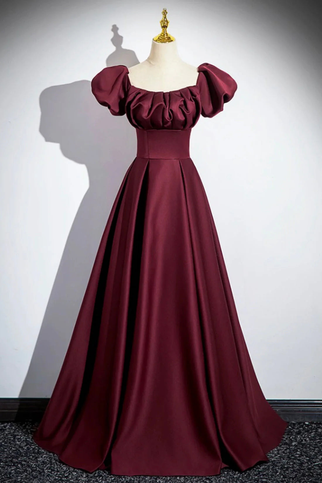 Burgundy Satin Floor Length Prom Dress Simple A-Line Evening Party Dress simple gentle atmospheric and unique desi Bring summer colors to enhance white