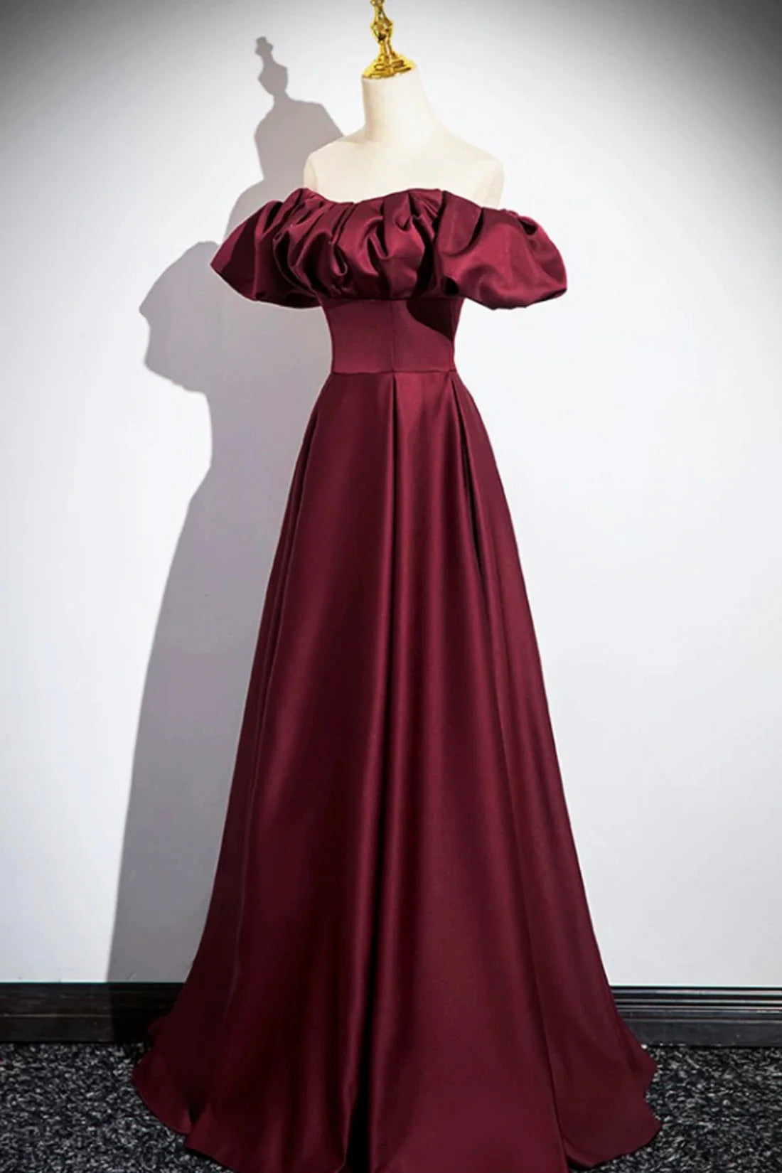 Burgundy Satin Floor Length Prom Dress Simple A-Line Evening Party Dress simple gentle atmospheric and unique desi Bring summer colors to enhance white