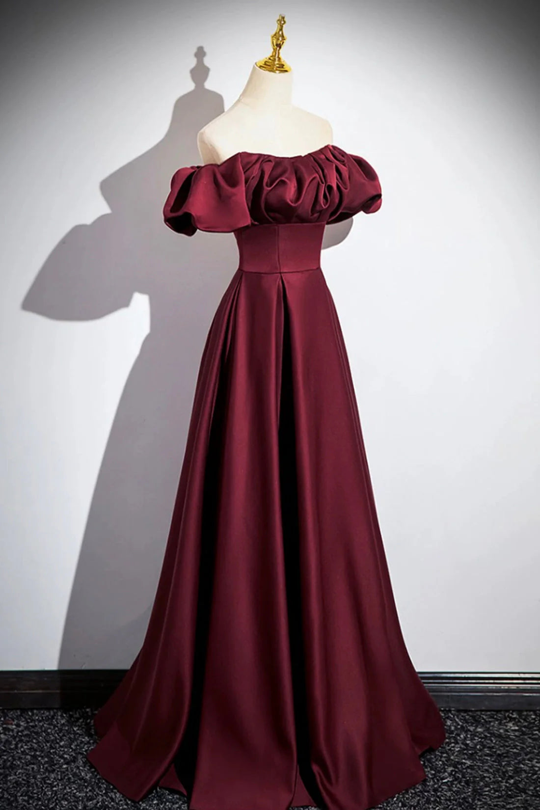Burgundy Satin Floor Length Prom Dress Simple A-Line Evening Party Dress simple gentle atmospheric and unique desi Bring summer colors to enhance white