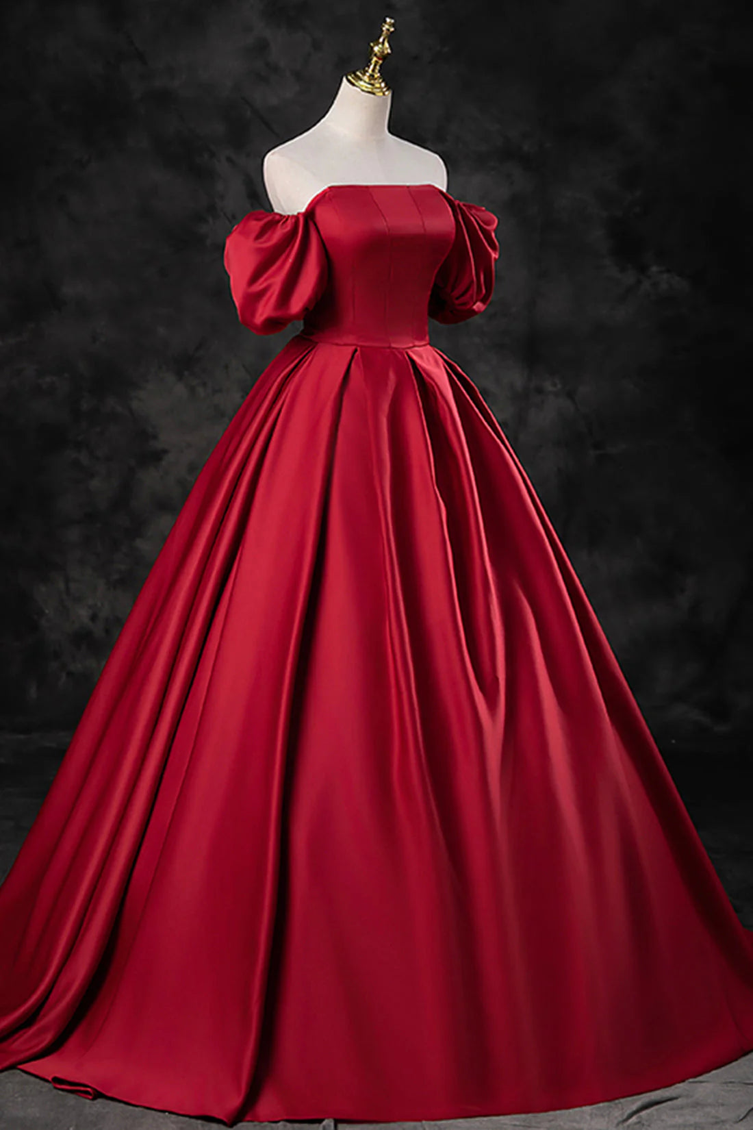 Burgundy Satin Long A-Line Prom Dress Off the Shoulder Evening Party Dress simple gentle atmospheric and unique desi Bring summer colors to enhance white