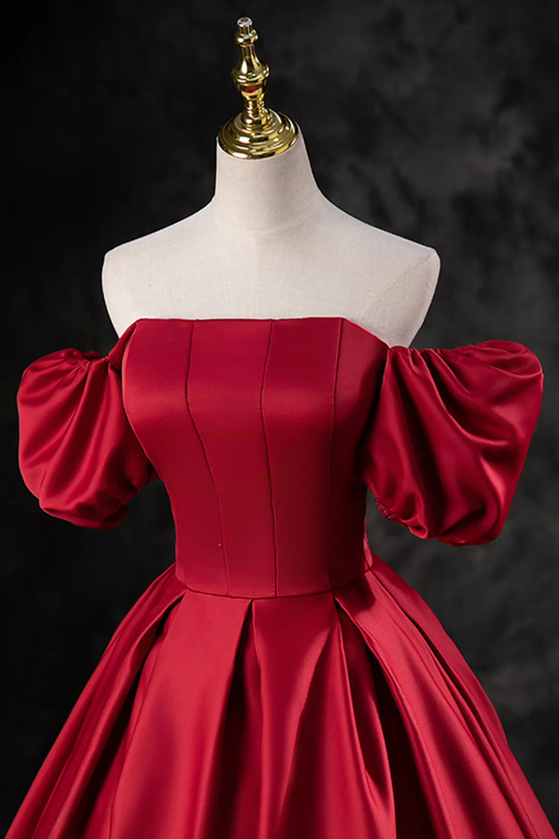 Burgundy Satin Long A-Line Prom Dress Off the Shoulder Evening Party Dress simple gentle atmospheric and unique desi Bring summer colors to enhance white