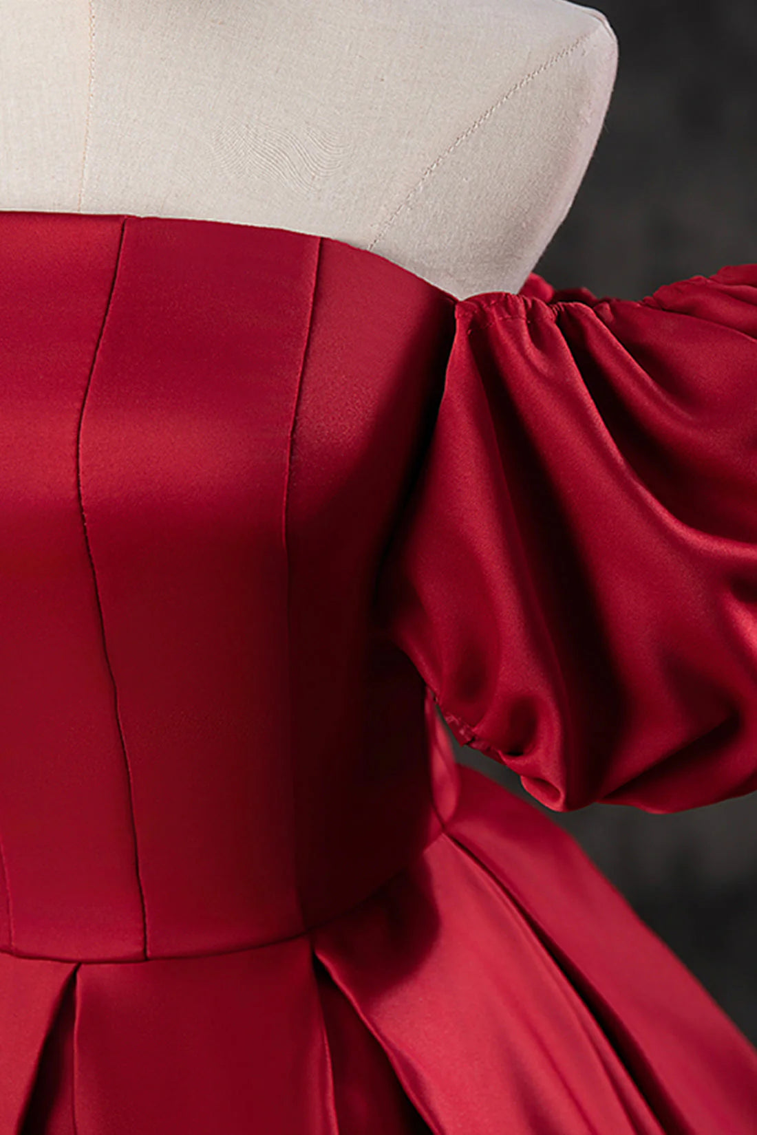 Burgundy Satin Long A-Line Prom Dress Off the Shoulder Evening Party Dress simple gentle atmospheric and unique desi Bring summer colors to enhance white