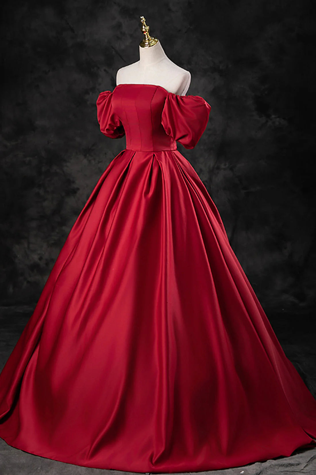 Burgundy Satin Long A-Line Prom Dress Off the Shoulder Evening Party Dress simple gentle atmospheric and unique desi Bring summer colors to enhance white