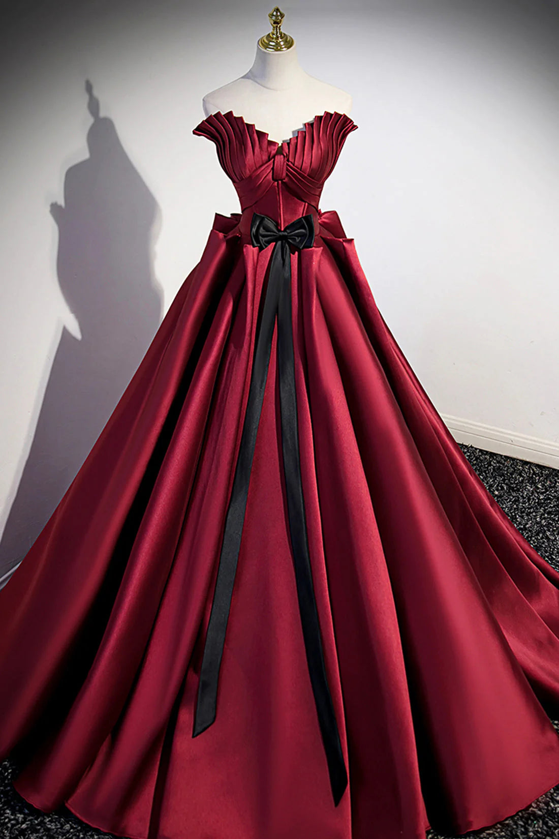 Burgundy Satin Long Prom Dress Burgundy A-Line Evening Dress simple gentle atmospheric and unique desi Bring summer colors to enhance white